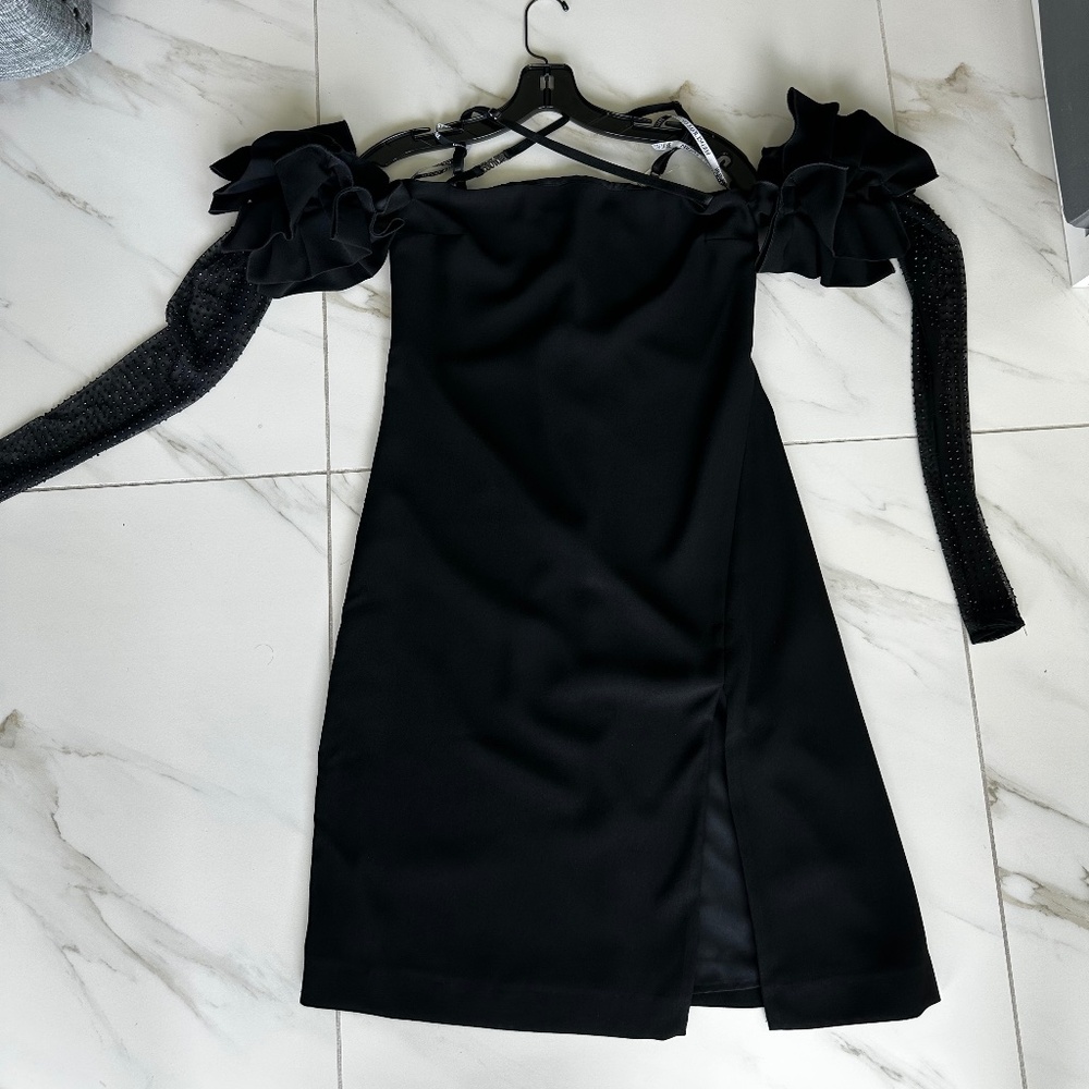 Versace Couture Black Off Shoulder Dress size 4 NWT